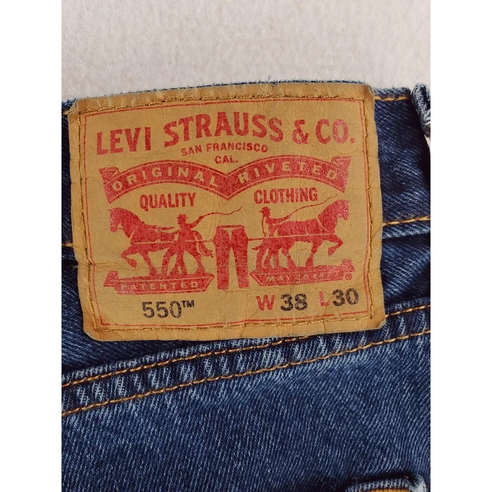 Levis 550 Jeans Mens 38x30 Blue Relaxed Tapered Work Pants Baggy 90s Y2K Dark